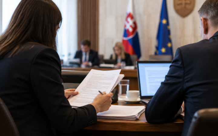 Ruky s dokumentmi počas pracovného stretnutia v zasadacej miestnosti bez viditeľného textu.